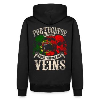 Le sang portugais coule dans mes veines - Sweat à capuche Premium bio Homme - noir - Dos - Nico (187cm)