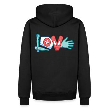 Infirmière, aide-soignant, love, cadeau de clinique - Sweat à capuche Premium bio Homme - noir - Dos - Nico (187cm)
