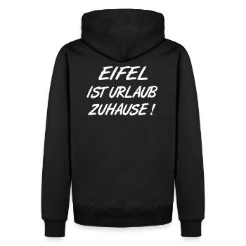 Eifel ist Urlaub Zuhause , Spruch Heimat Urlaub - Männer Premium Bio Hoodie - Schwarz - Hinten - Nico (187cm)