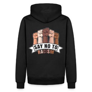 Say No To Racism - Gegen Nazis & Rassismus - Männer Premium Bio Hoodie - Schwarz - Hinten - Nico (187cm)