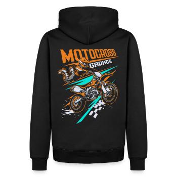 FMX Freestyle Motocross Trendsport MX Motorsport - Männer Premium Bio Hoodie - Schwarz - Hinten - Nico (187cm)