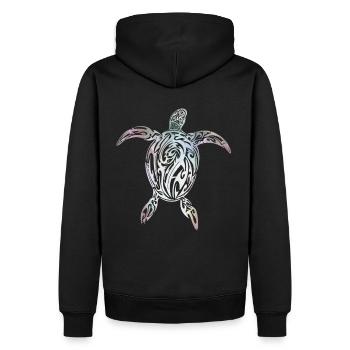 Tortue tribale maorie - Sweat à capuche Premium bio Homme - noir - Dos - Nico (187cm)