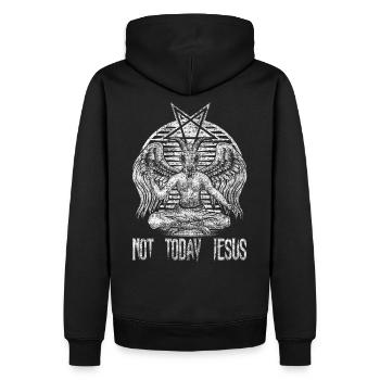 Not Today Jesus Baphomet Gothic Occult Antichrist - Men’s Premium Organic Hoodie - black - Back - Nico (187cm)