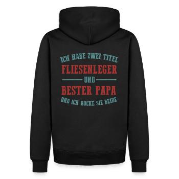 Fliesenleger · lustiger Handwerker Spruch - Fliese - Männer Premium Bio Hoodie - Schwarz - Hinten - Nico (187cm)