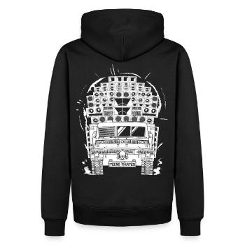 Tekno Piraten - Männer Premium Bio Hoodie - Schwarz - Hinten - Nico (187cm)