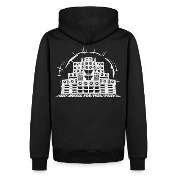 Freie Musik für freie Leute - Männer Premium Bio Hoodie - Schwarz - Hinten - Nico (187cm)