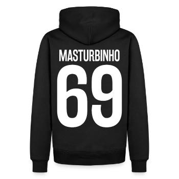 Masturbinho Kreisliga - Männer Premium Bio Hoodie - Schwarz - Hinten - Nico (187cm)