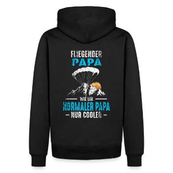 Paragliding Papa Fallschirmspringer Vater Gleitfli - Männer Premium Bio Hoodie - Schwarz - Hinten - Nico (187cm)