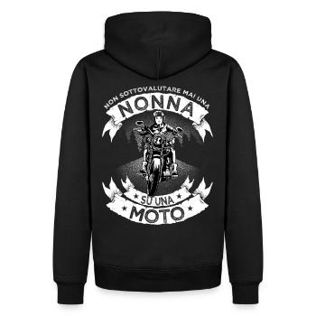 Chemise par Nonna su una moto Donna Nonna - Sweat à capuche Premium bio Homme - noir - Dos - Nico (187cm)