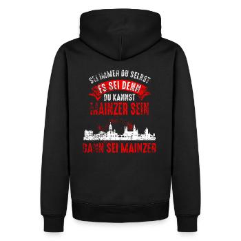Mainz Skyline Mainzer Geschenk - Männer Premium Bio Hoodie - Schwarz - Hinten - Nico (187cm)