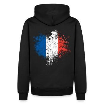 Frankreich Flagge - Männer Premium Bio Hoodie - Schwarz - Hinten - Nico (187cm)