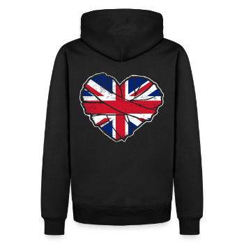 Royaume-Uni Drapeau britannique Coeur - Sweat à capuche Premium bio Homme - noir - Dos - Nico (187cm)