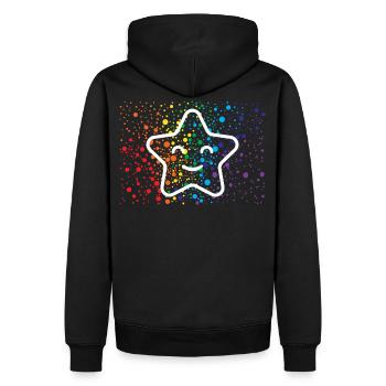 Étoile qui rit et éclaboussures de couleur - Sweat à capuche Premium bio Homme - noir - Dos - Nico (187cm)