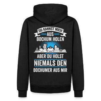 Bochum Skyline Bochumer Bergbau Ruhrpott Lustig - Männer Premium Bio Hoodie - Schwarz - Hinten - Nico (187cm)