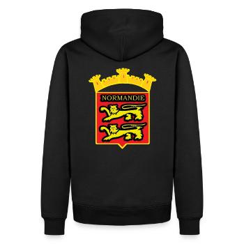 LION OF NORMANDY - Men’s Premium Organic Hoodie - black - Back - Nico (187cm)