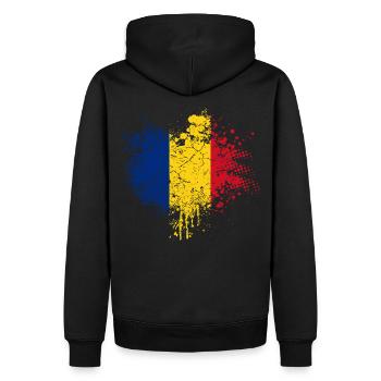 Roumanie Pavillon - Sweat à capuche Premium bio Homme - noir - Dos - Nico (187cm)