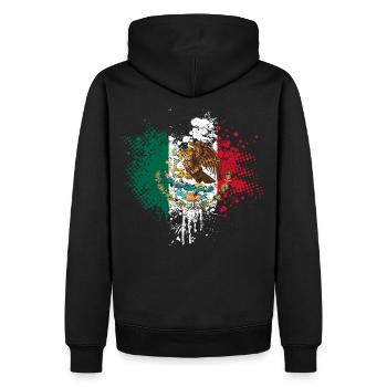 Mexique Drapeau Aigle Armoiries - Sweat à capuche Premium bio Homme - noir - Dos - Nico (187cm)