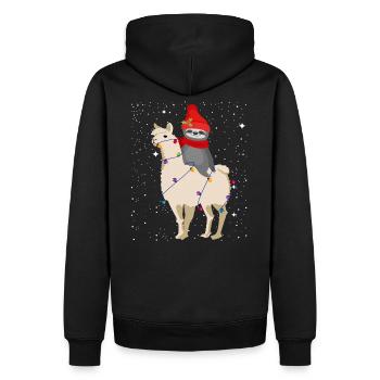Weihnachten Lama Faultier, Sloth lustiges Geschenk - Männer Premium Bio Hoodie - Schwarz - Hinten - Nico (187cm)