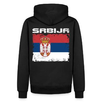 Serbien Srbija Flagge - Männer Premium Bio Hoodie - Schwarz - Hinten - Nico (187cm)