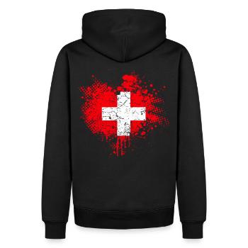 Suisse Drapeau - Sweat à capuche Premium bio Homme - noir - Dos - Nico (187cm)