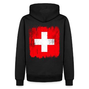Suisse Drapeau - Sweat à capuche Premium bio Homme - noir - Dos - Nico (187cm)