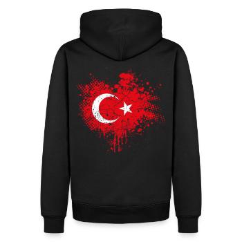 Turquie Drapeau - Sweat à capuche Premium bio Homme - noir - Dos - Nico (187cm)