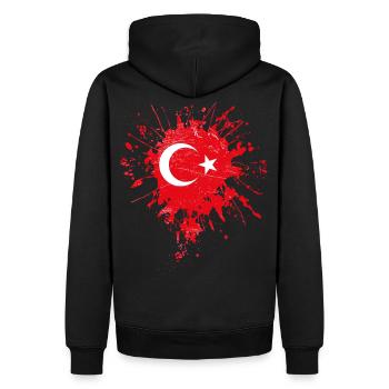 Drapeau de la Turquie - Sweat à capuche Premium bio Homme - noir - Dos - Nico (187cm)
