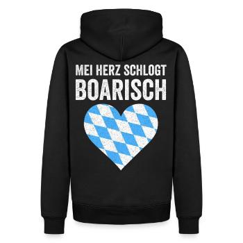 Boarisch Bayern Bayer Bayerisch Bairisch Bayrisch - Männer Premium Bio Hoodie - Schwarz - Hinten - Nico (187cm)