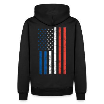 Drapeau français américain - Sweat à capuche Premium bio Homme - noir - Dos - Nico (187cm)