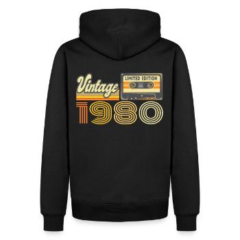 Vintage 1980 Cassette Mixtape - 40e anniversaire - Sweat à capuche Premium bio Homme - noir - Dos - Nico (187cm)