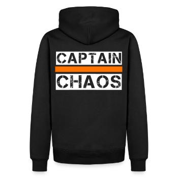Captain chaos - Men’s Premium Organic Hoodie - black - Back - Nico (187cm)