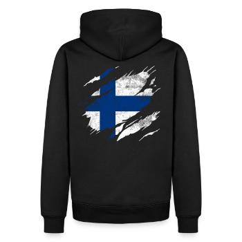 Finnland Flagge - Männer Premium Bio Hoodie - Schwarz - Hinten - Nico (187cm)