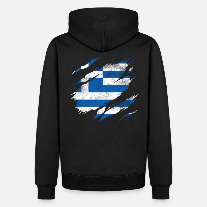 Grèce Drapeau - Sweat à capuche Premium bio Homme - noir
