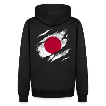 Drapeau du Japon - Sweat à capuche Premium bio Homme - noir - Dos - Nico (187cm)
