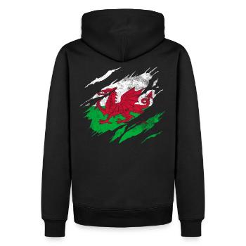 Pays de Galles Drapeau - Sweat à capuche Premium bio Homme - noir - Dos - Nico (187cm)