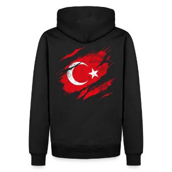 Turquie Drapeau - Sweat à capuche Premium bio Homme - noir - Dos - Nico (187cm)