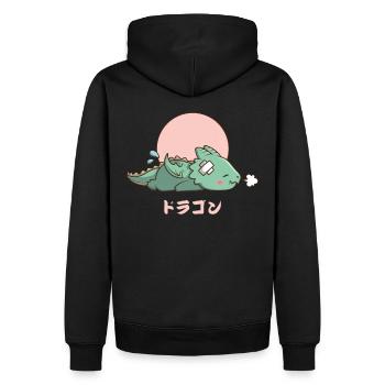 Kawaii schlafender Drache - Männer Premium Bio Hoodie - Schwarz - Hinten - Nico (187cm)