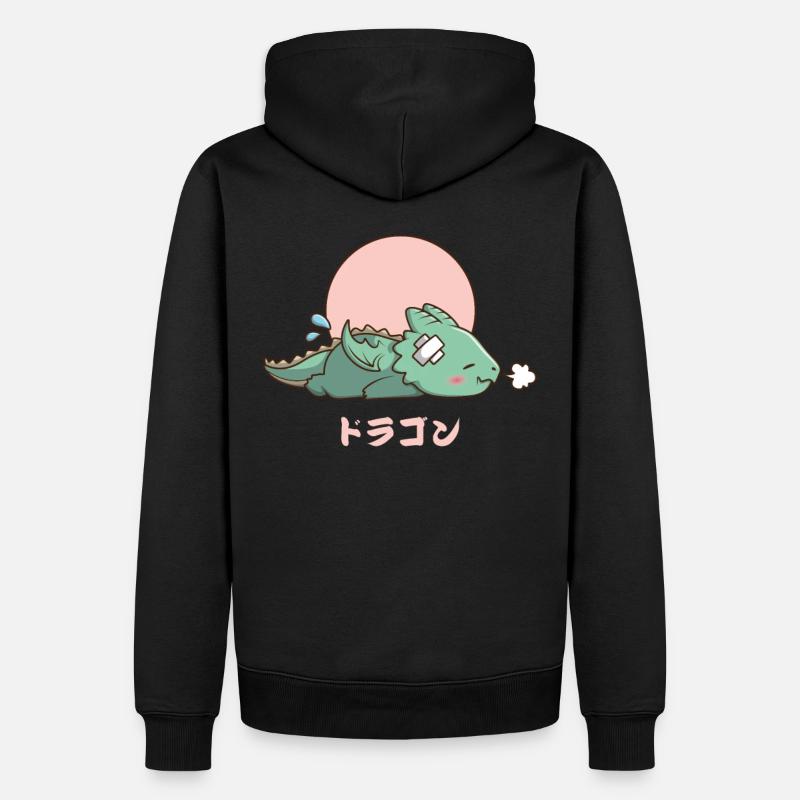 Kawaii schlafender Drache - Männer Premium Bio Hoodie - Schwarz