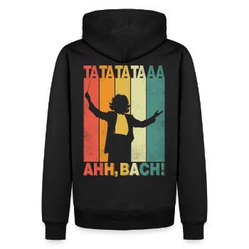 Symphonie de Beethoven Ta Ta Ta Taaa, ahh Bach - Sweat à capuche Premium bio Homme - noir - Dos - Nico (187cm)