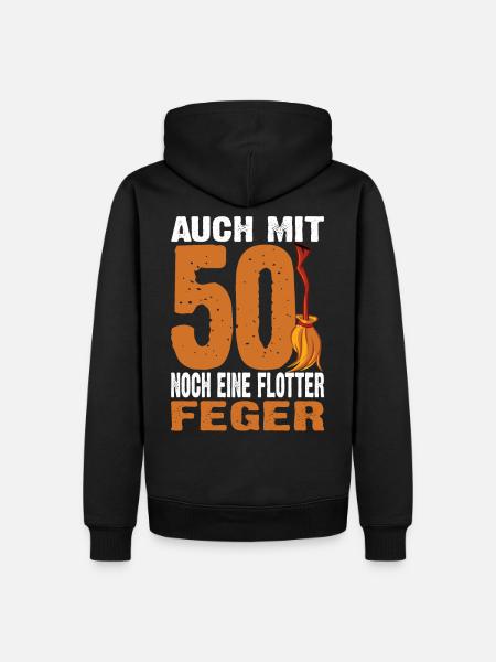 Auch Mit 50 Noch Ein Flotter Feger 50. Geburtstag - Männer Premium Bio Hoodie - Schwarz