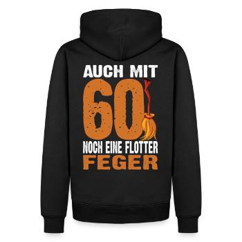 Auch Mit 60 Noch Ein Flotter Feger 60. Geburtstag - Männer Premium Bio Hoodie - Schwarz - Hinten - Nico (187cm)