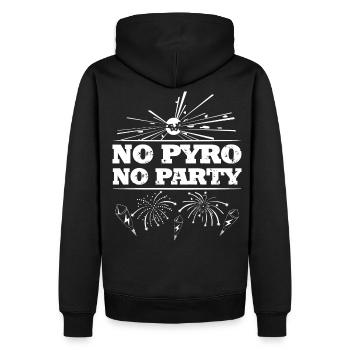 No Pyro No Party - Männer Premium Bio Hoodie - Schwarz - Hinten - Nico (187cm)