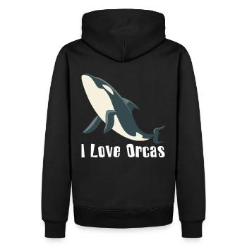 J'aime les orques orques orque orque cadeau - Sweat à capuche Premium bio Homme - noir - Dos - Nico (187cm)