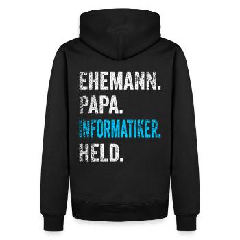 Informatiker Papa Vater Informatik Vatertag Retro - Männer Premium Bio Hoodie - Schwarz - Hinten - Nico (187cm)