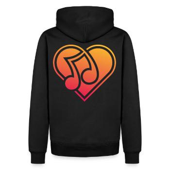 Coeur avec note de musique j'aime la musique - Sweat à capuche Premium bio Homme - noir - Dos - Nico (187cm)