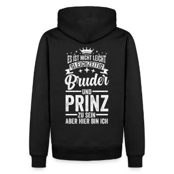 Bruder Geschwister Prinz Geschenk - Männer Premium Bio Hoodie - Schwarz - Hinten - Nico (187cm)
