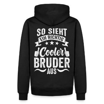 So Sieht Ein Richtig Cooler Bruder Aus Geschenk - Männer Premium Bio Hoodie - Schwarz - Hinten - Nico (187cm)