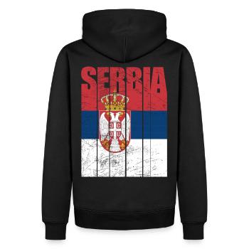 Drapeau de la Serbie - Sweat à capuche Premium bio Homme - noir - Dos - Nico (187cm)