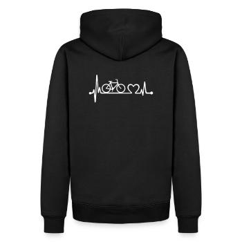 Radfahrer Herzschlag - Männer Premium Bio Hoodie - Schwarz - Hinten - Nico (187cm)