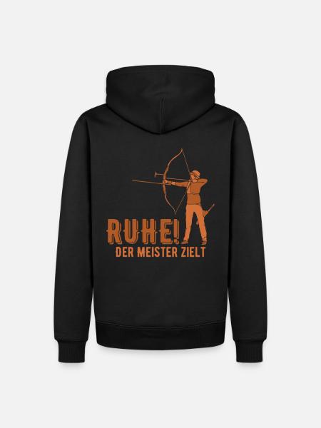Ruhe! Der Meister zielt! Bogenschießen Bogensport - Männer Premium Bio Hoodie - Schwarz